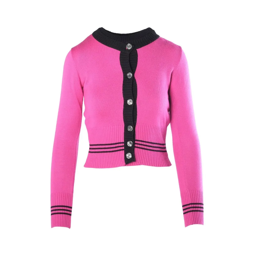 Dolce & Gabbana D&G Dolce & Gabbana Pink & Black Knit Twinset – 00s Black Good - Front View