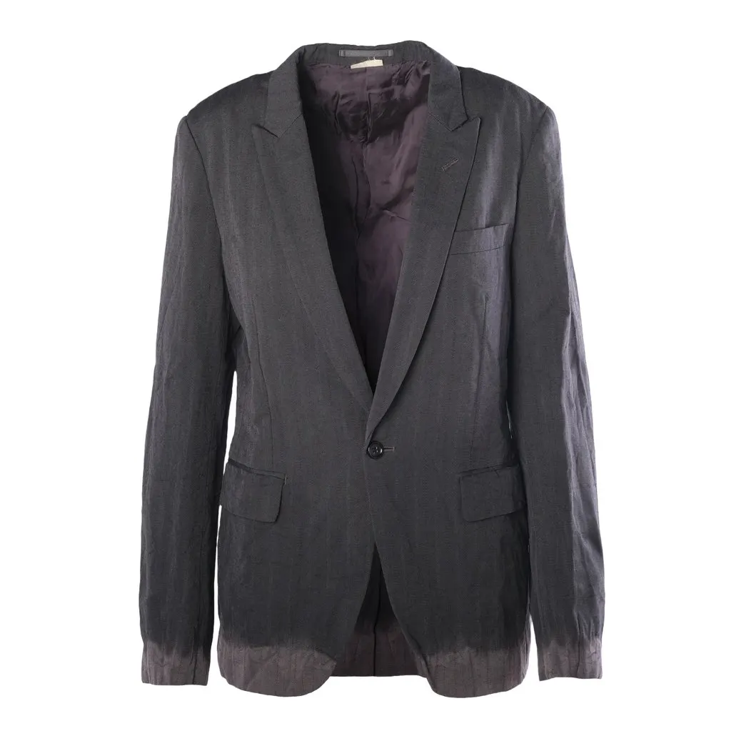 Comme des Garçons Homme Plus Dip-Dye Herringbone Blazer - '00s Grey Good - Front View
