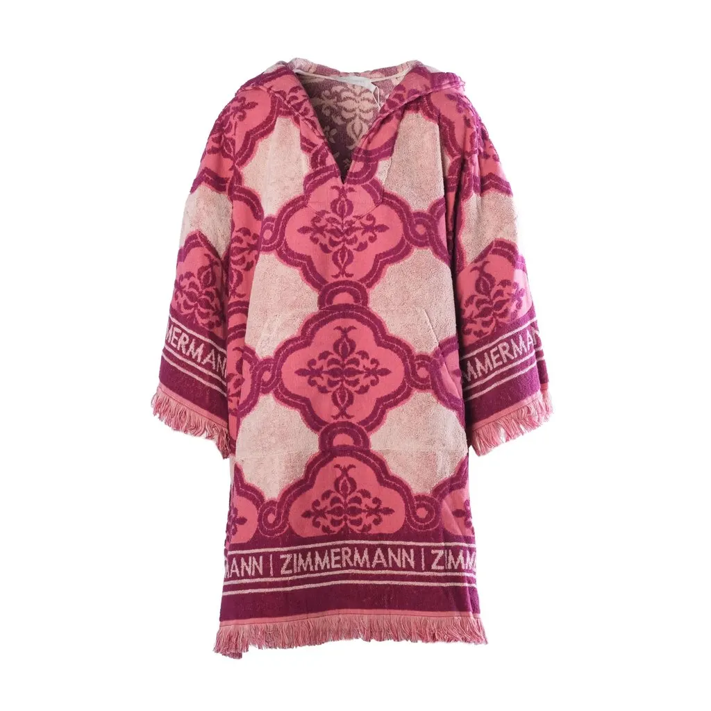 Zimmermann Lola Hooded Fringed Intarsia Cotton-Terry Kaftan - '20s