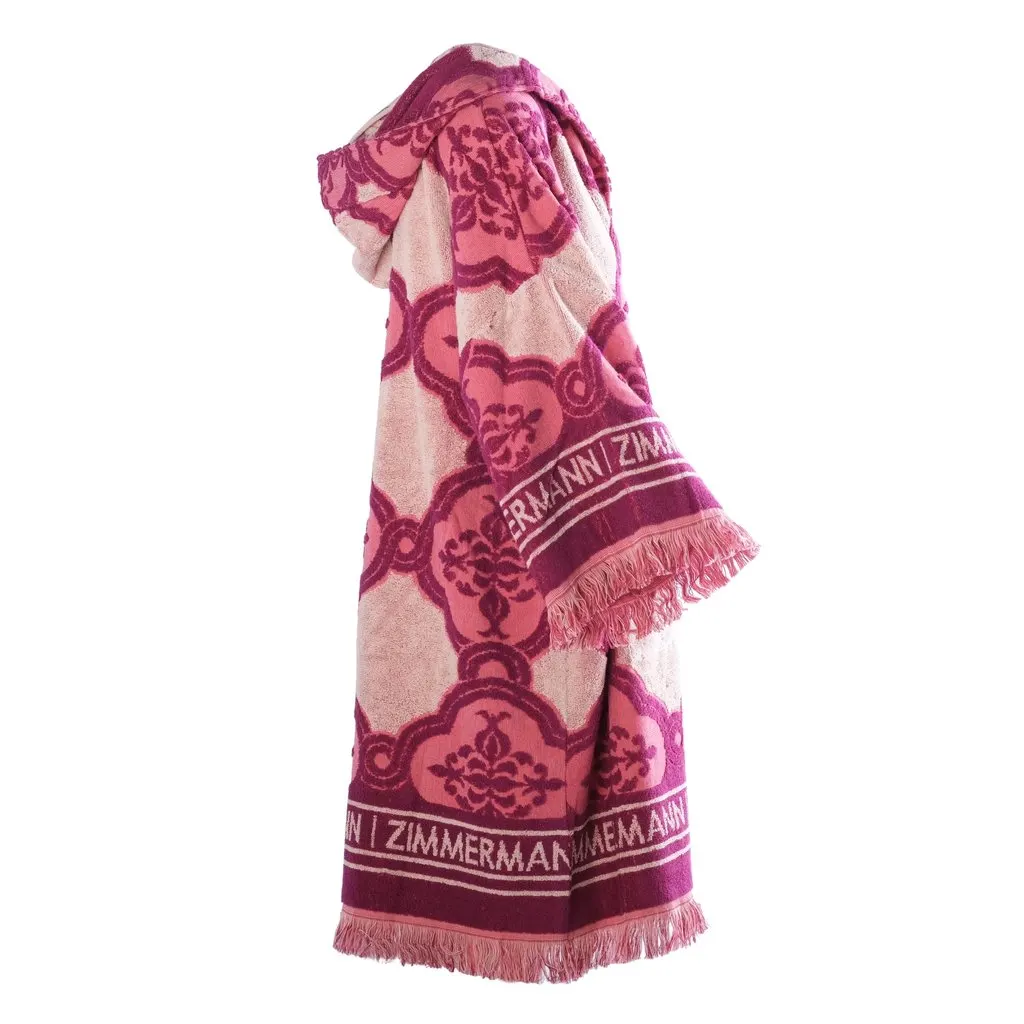 Zimmermann Lola Hooded Fringed Intarsia Cotton-Terry Kaftan - '20s MultiColor Cotton Good - Back View