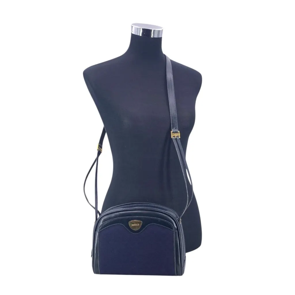 Gucci Crossbody Bag Vintage Micro GG Blue Canvas Good - Back View