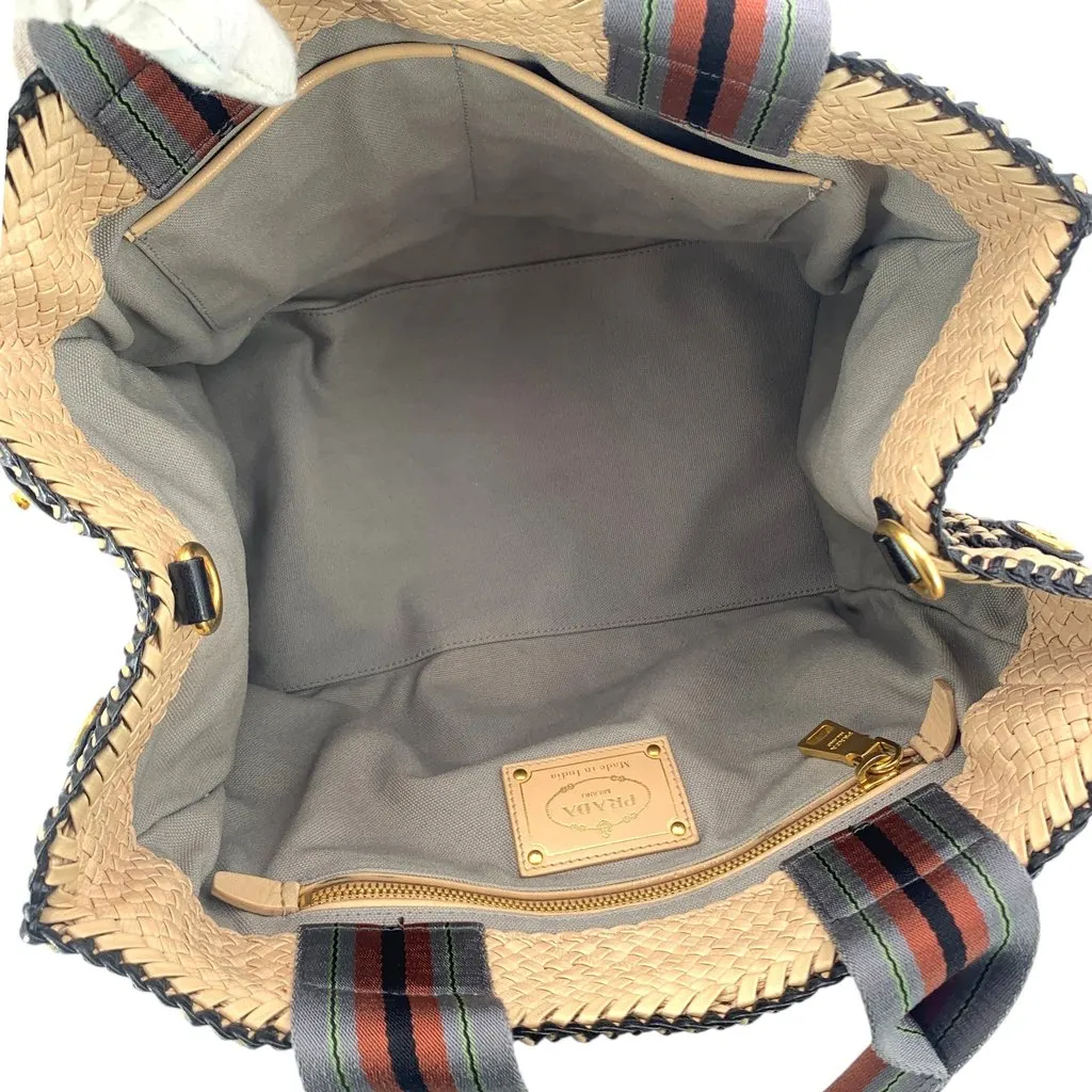 Prada Handbag Madras Black Canvas Good - Box View