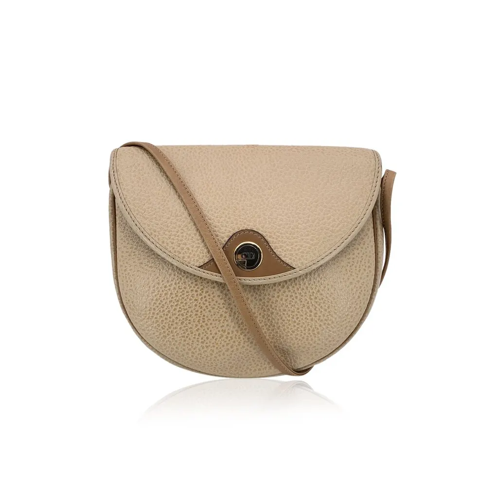 Dior Crossbody Bag Vintage Flap Bag Brown Leather Good - Front View