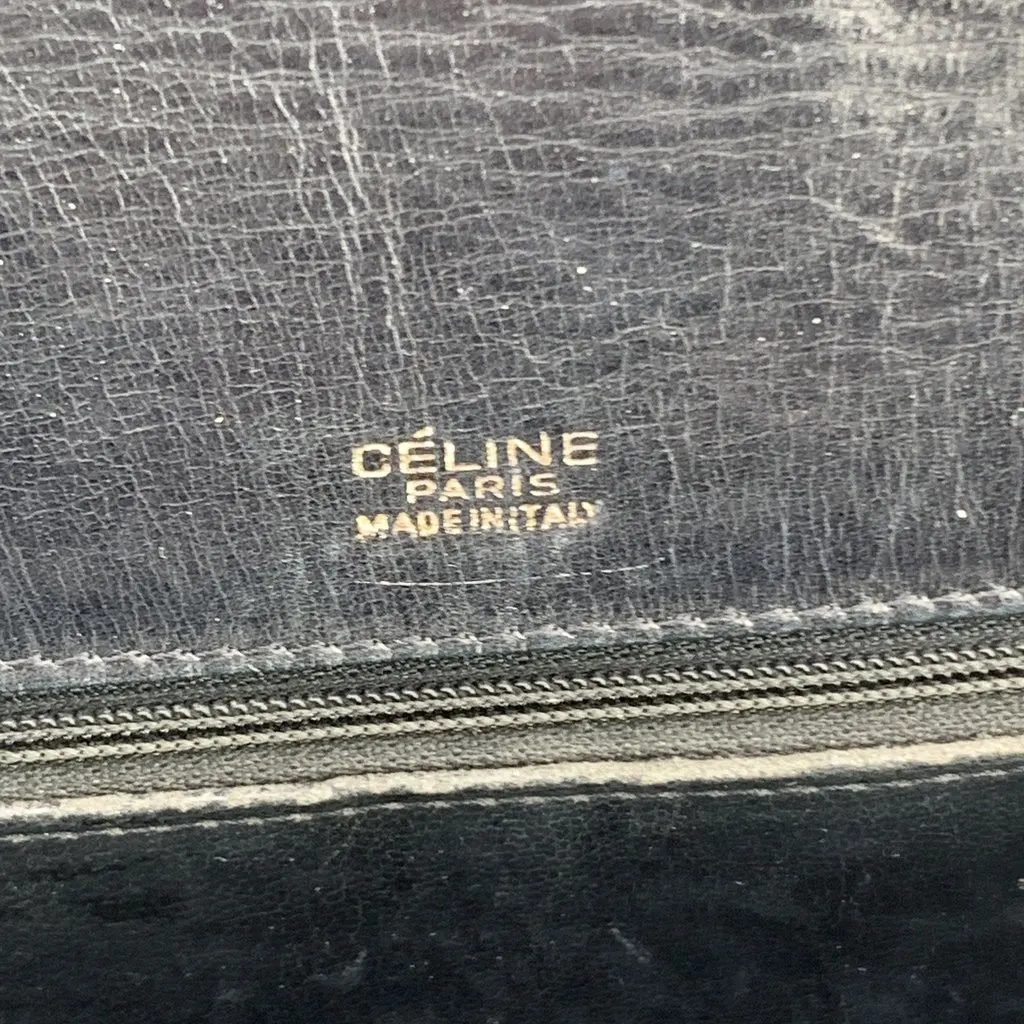 Celine Shoulder Bag Vintage C Carriage Black Canvas Good - Box View