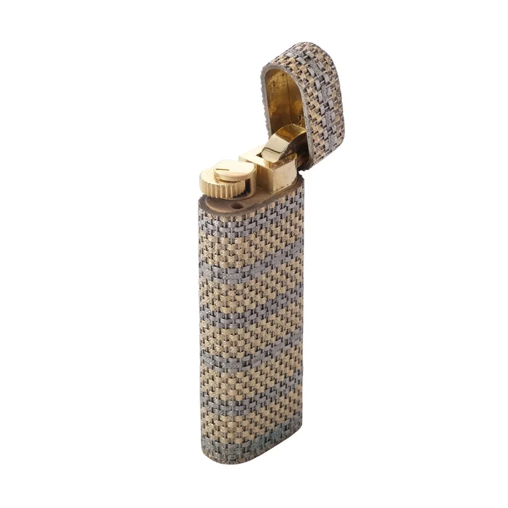 Cartier Les Must 18k Gold & Silver Woven Jacket Lighter - '70s Gold Good - Front View