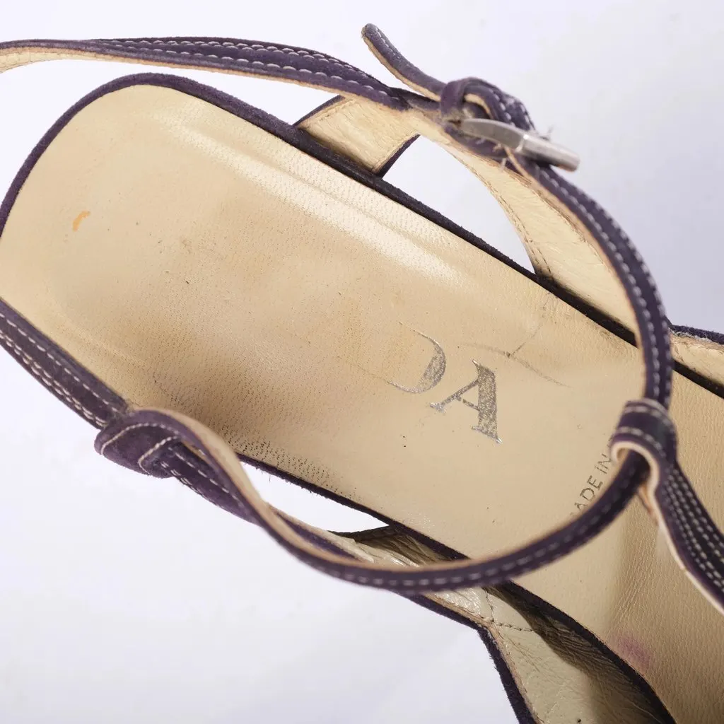 Prada Purple Suede T-Strap Pumps – '00s Purple Suede Good - Box View