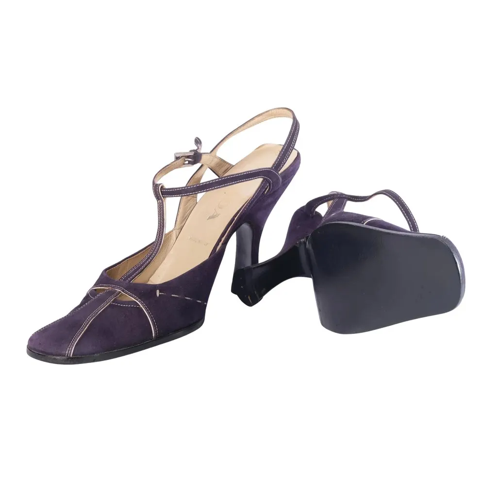 Prada Purple Suede T-Strap Pumps – '00s Purple EU 39 Suede