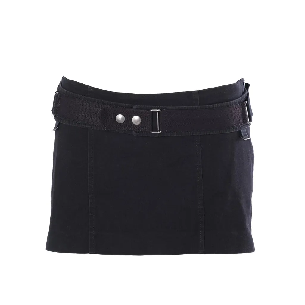 Unsigned Hussein Chalayan Black Utility Belted Mini Skirt - '00s Black Good - Front View