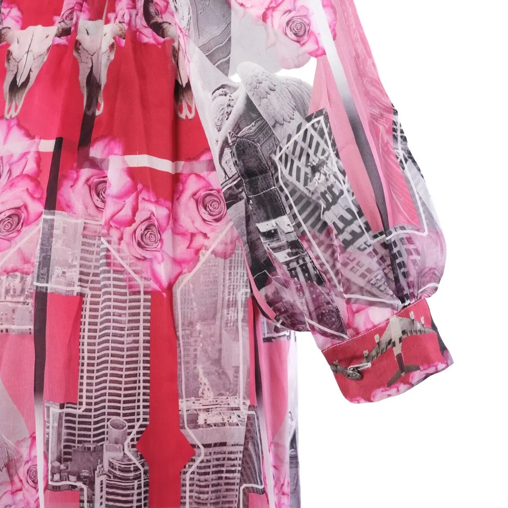 Unsigned John Richmond Pink Printed Silk Shirt & Maxi Skirt Set - '00s Pink Silk Good - Box View