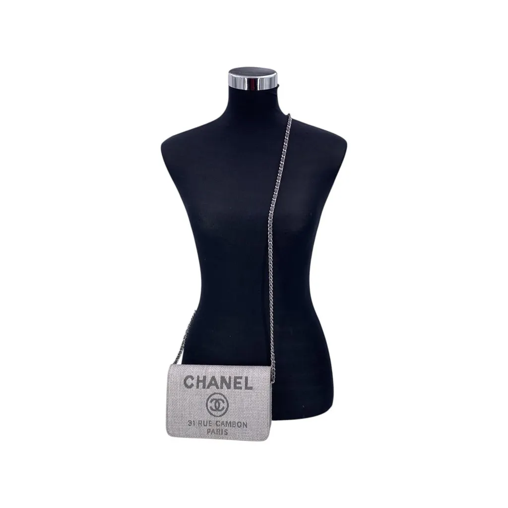 Chanel Crossbody Bag Deauville Grey Canvas Good - Back View