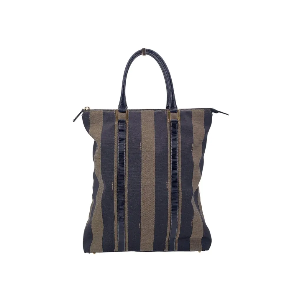 Fendi Tote Bag Vintage Pequin Black Canvas Good - Front View
