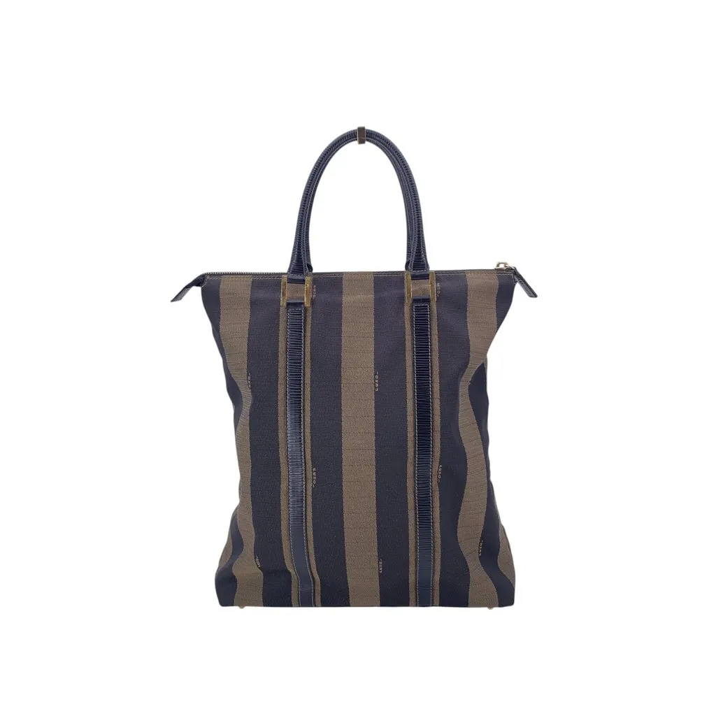 Fendi Tote Bag Vintage Pequin Black Canvas Good - Inside View