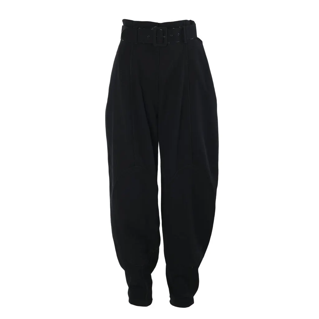 Emporio Armani Black Virgin Wool Jodhpur Trousers - '90s Black Wool Good - Front View