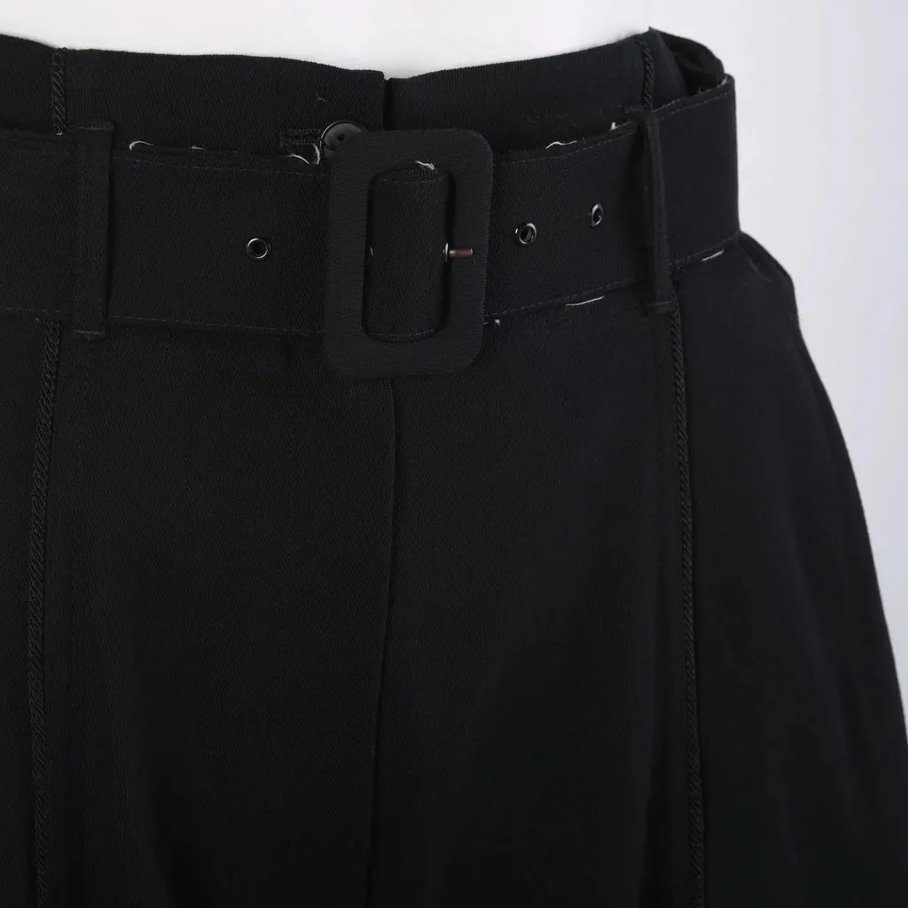Emporio Armani Black Virgin Wool Jodhpur Trousers - '90s Black Wool Good - Model View
