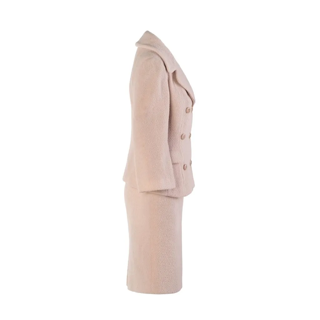Dolce & Gabbana Blush Pink Alpaca Wool Skirt Suit - '90s Pink Wool Good - Back View