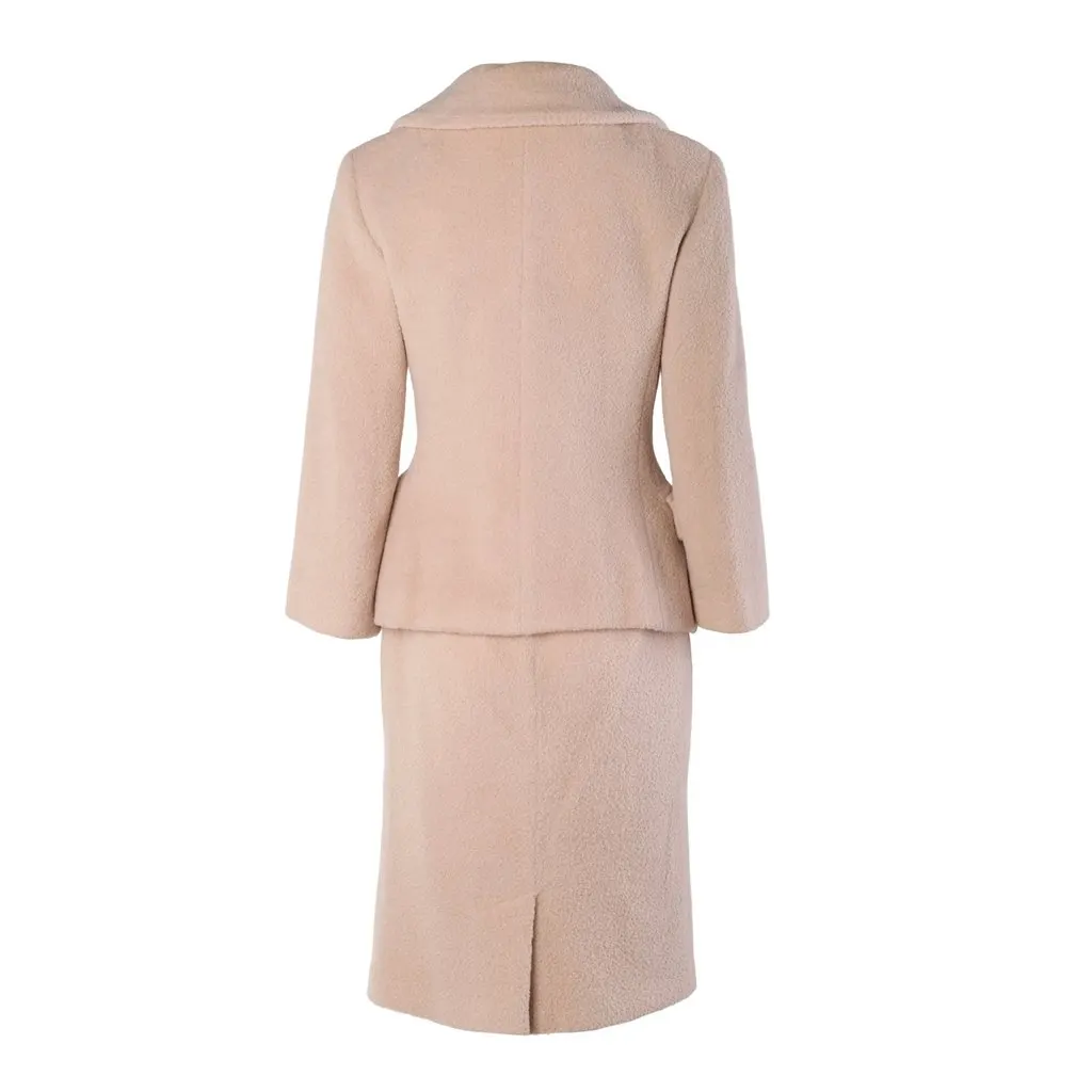 Dolce & Gabbana Blush Pink Alpaca Wool Skirt Suit - '90s Pink Wool Good - Inside View