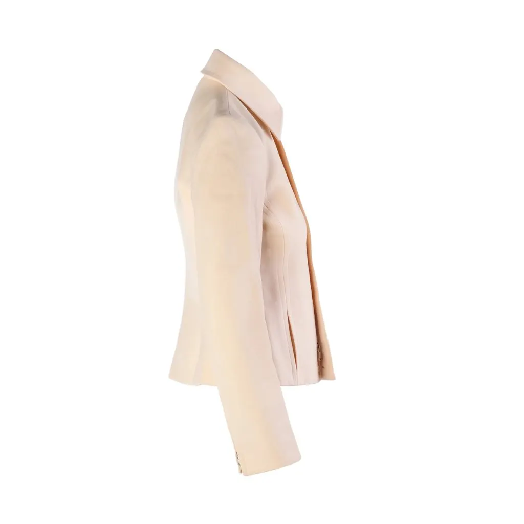 Unsigned John Bartlett Ivory Virgin Wool Zip Jacket - '90s White Wool Good - Back View
