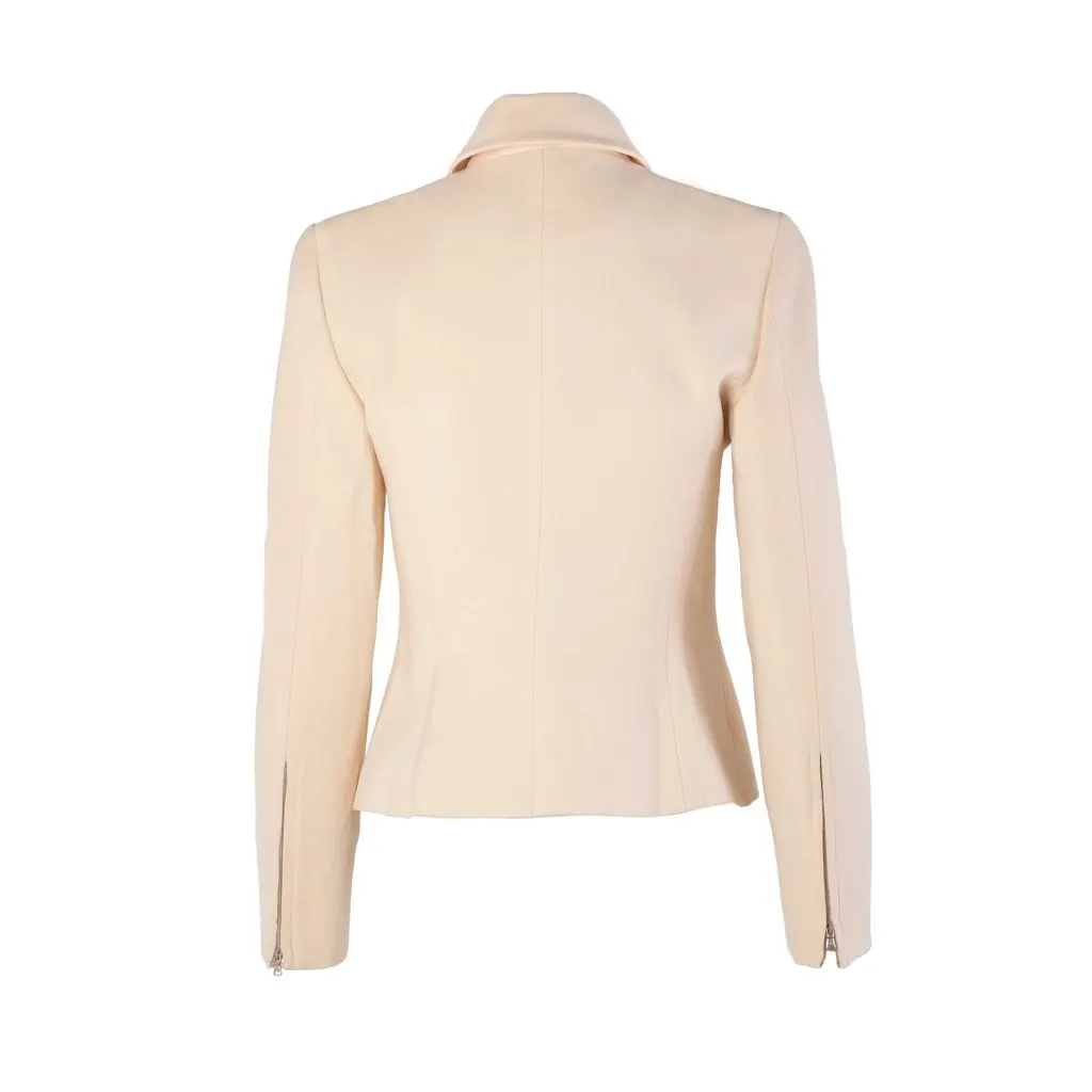 Unsigned John Bartlett Ivory Virgin Wool Zip Jacket - '90s White Wool Good - Inside View