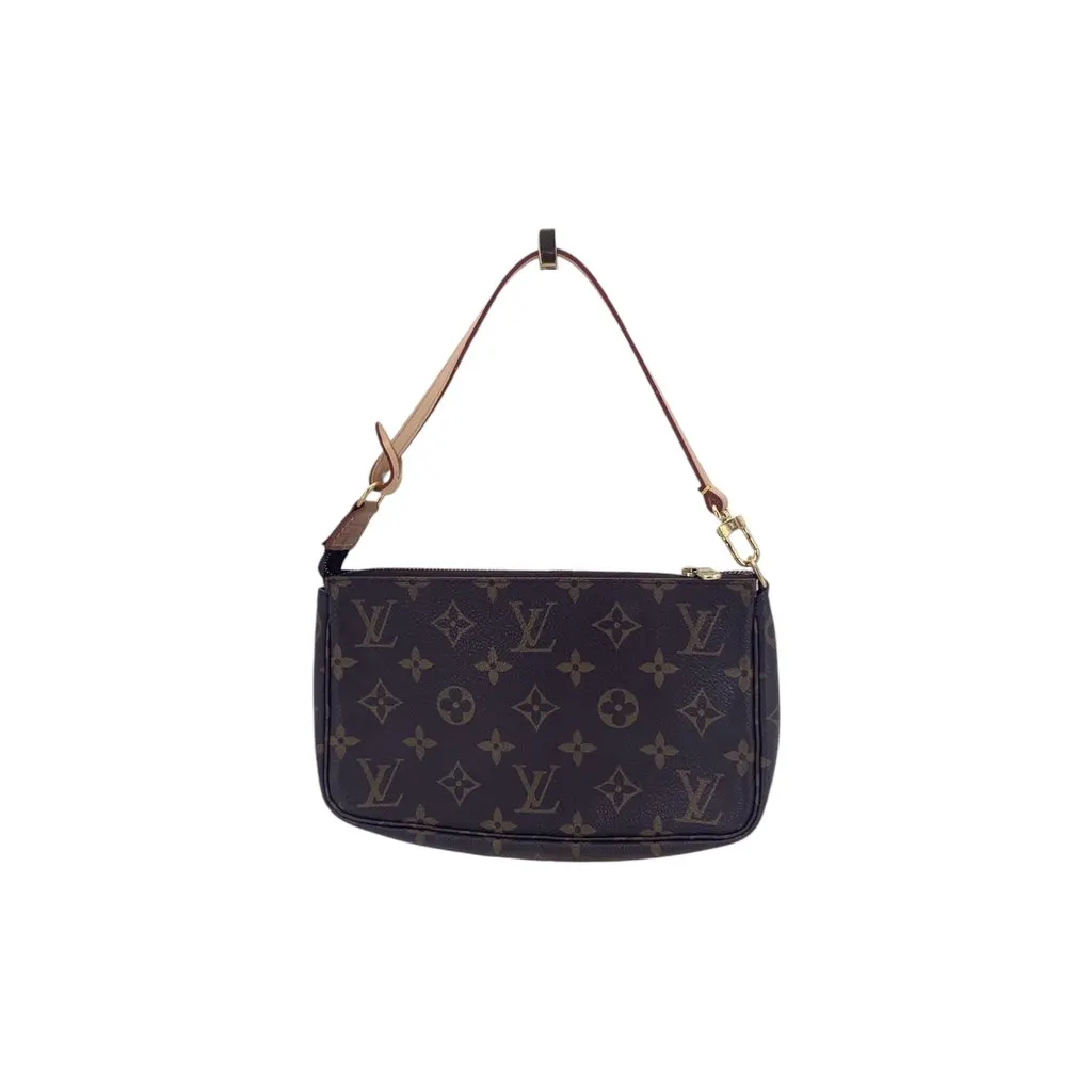Louis Vuitton Handbag Vintage Pochette Accessoire Brown Canvas Good - Front View