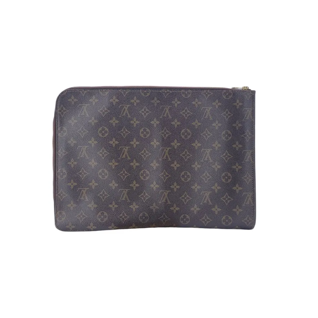Louis Vuitton Clutch Bag Poche Documents Portfolio Brown Canvas Good - Inside View