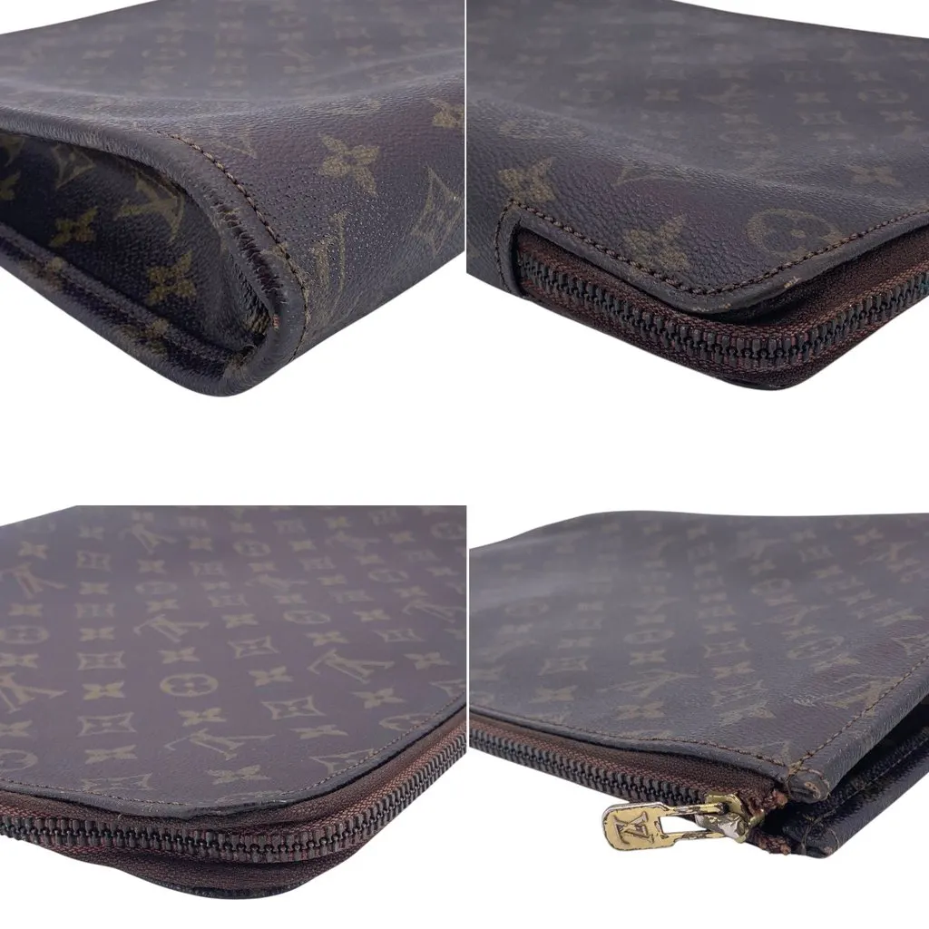Louis Vuitton Clutch Bag Poche Documents Portfolio Brown Canvas Good - Model View