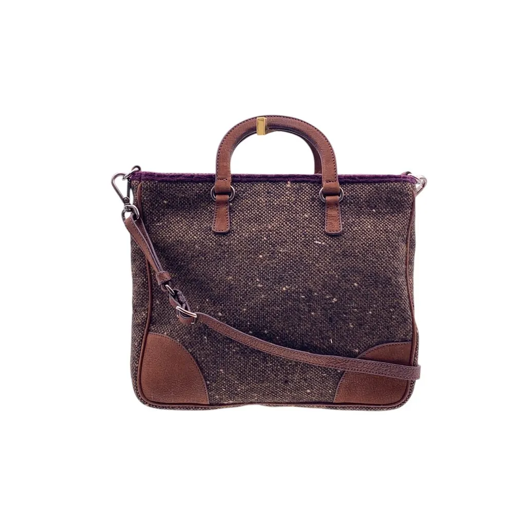 Prada Crossbody Bag 2-Way Brown Tweed Good - Back View