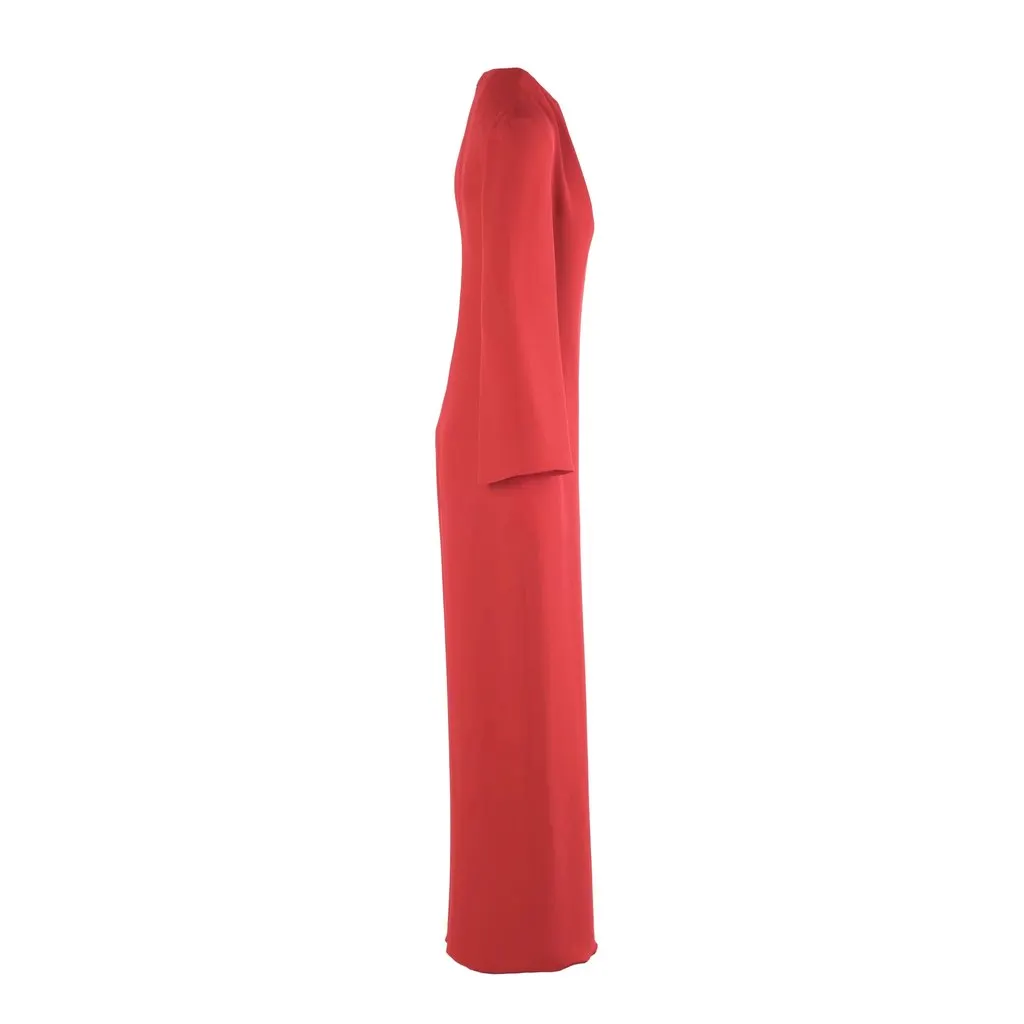 Valentino VLogo Chain-Embellished Red Silk-Crepe Wide-Leg Jumpsuit – ’20s Red Silk Good - Back View