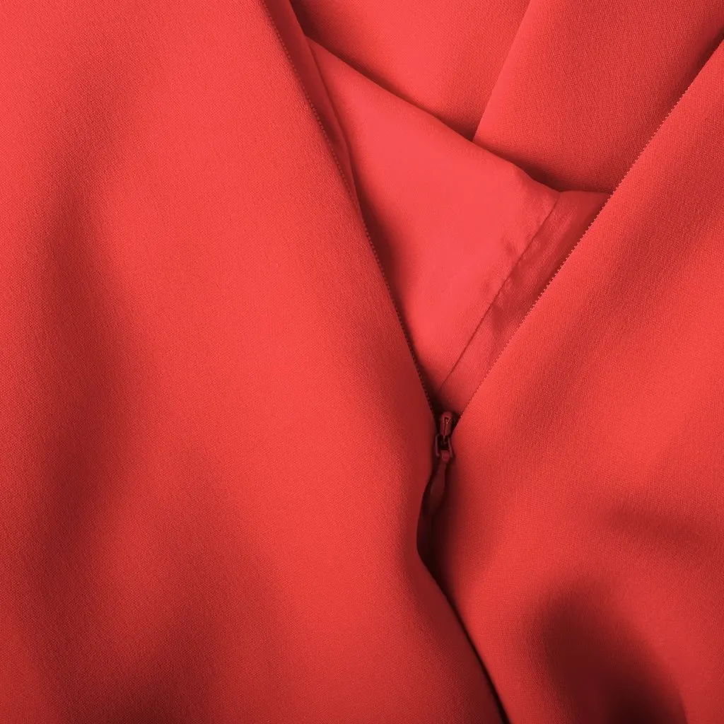 Valentino VLogo Chain-Embellished Red Silk-Crepe Wide-Leg Jumpsuit – ’20s Red Silk Good - Box View