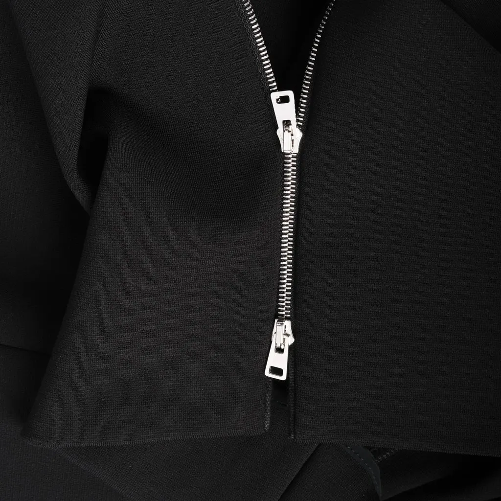 Unsigned Victoria Beckham Draped-Neck Black Stretch-Jersey Zip-Back Midi Dress – ’10s Black Lace Good - Inside View