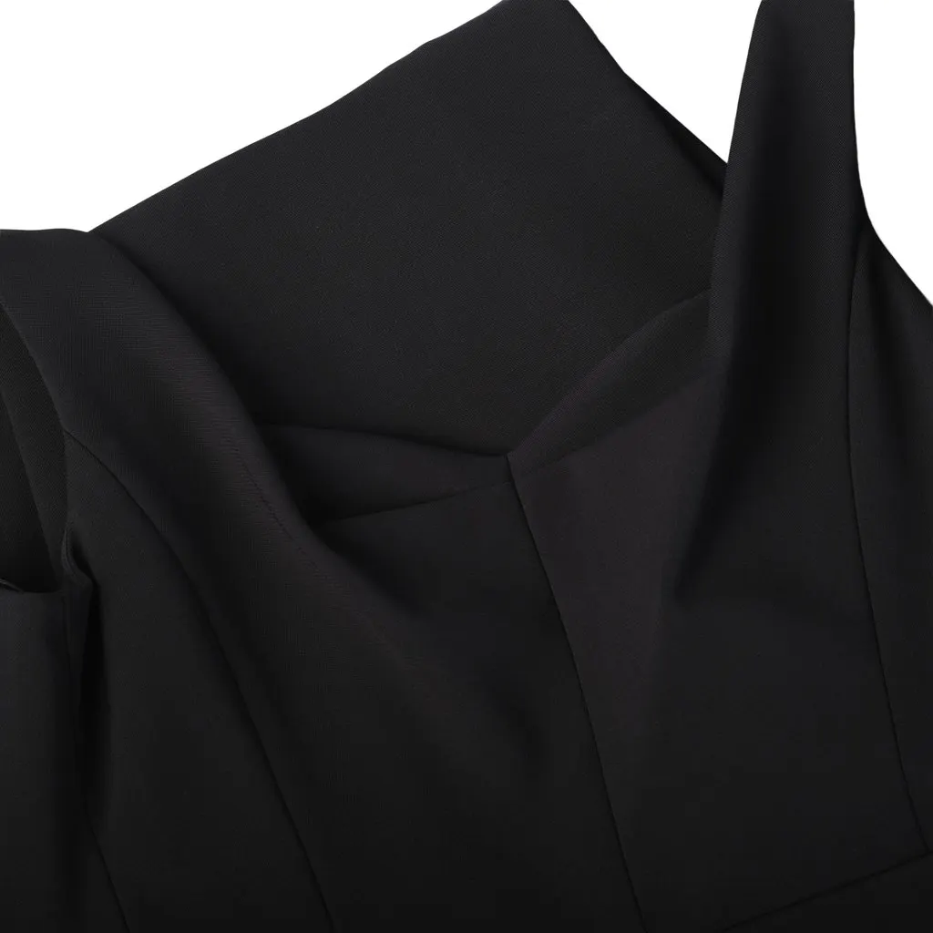 Unsigned Victoria Beckham Draped-Neck Black Stretch-Jersey Zip-Back Midi Dress – ’10s Black Lace Good - Model View