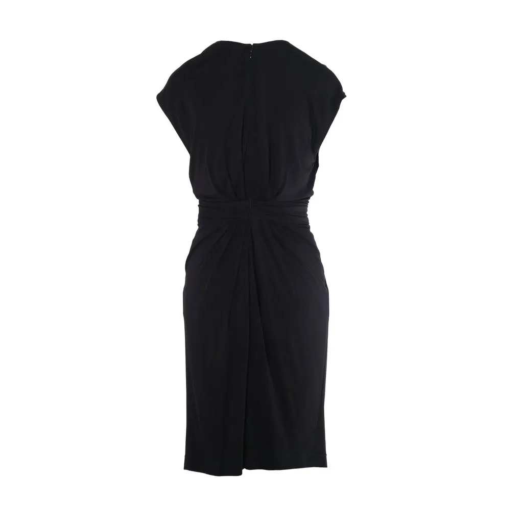 Hermès Black Draped Jersey Dress with Oversized Silver Hook Buckle – ’00s Black Good - Inside View