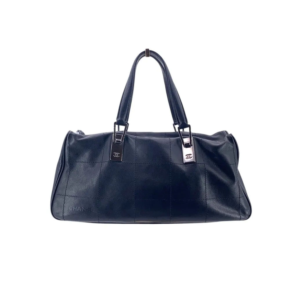 Chanel Handbag Boston Black Leather Good - Front View
