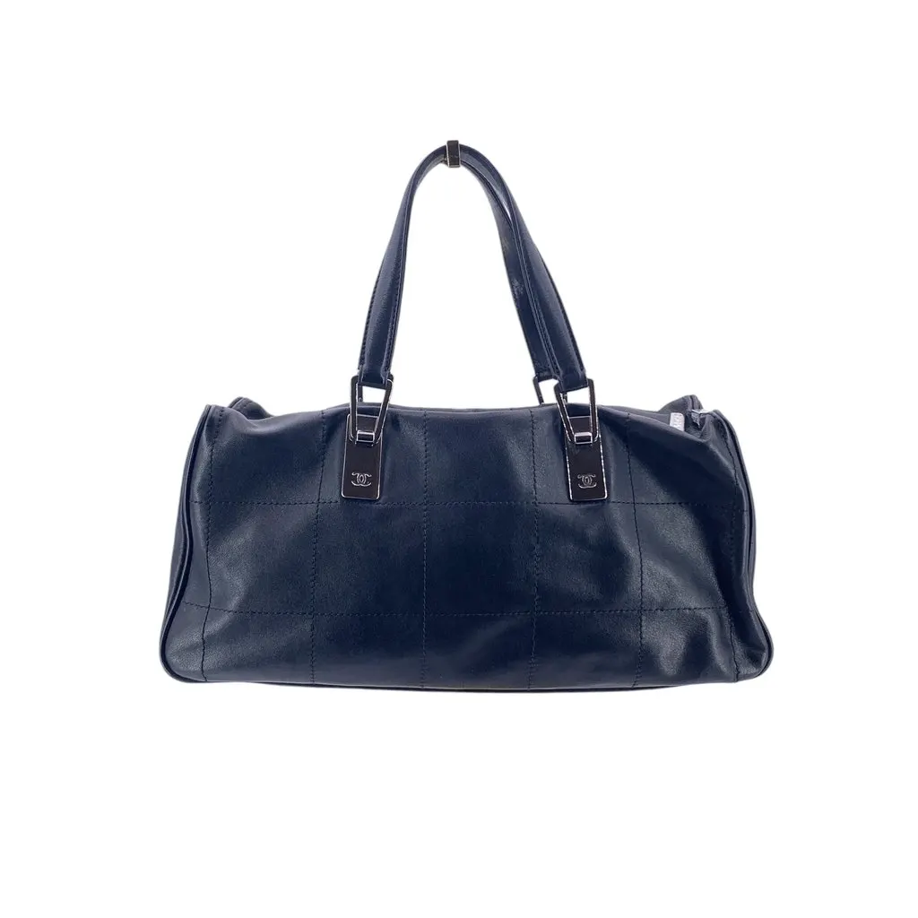 Chanel Handbag Boston Black Leather Good - Back View