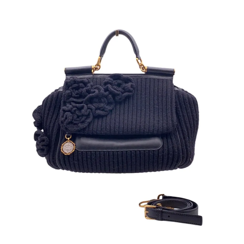 Dolce & Gabbana Crossbody Bag Sicily Black Leather Good - Front View