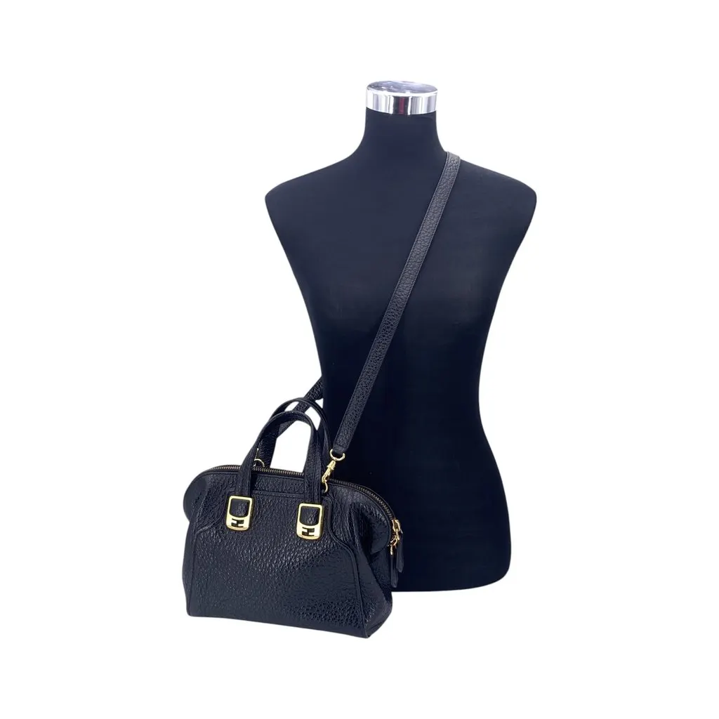 Fendi Crossbody Bag Chameleon Black Leather Good - Back View
