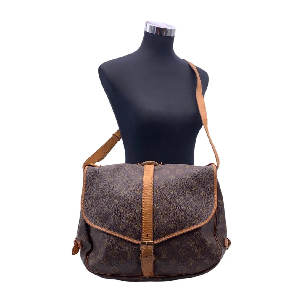 Louis Vuitton Crossbody Bag Vintage Saumur Red Canvas Good - Back View