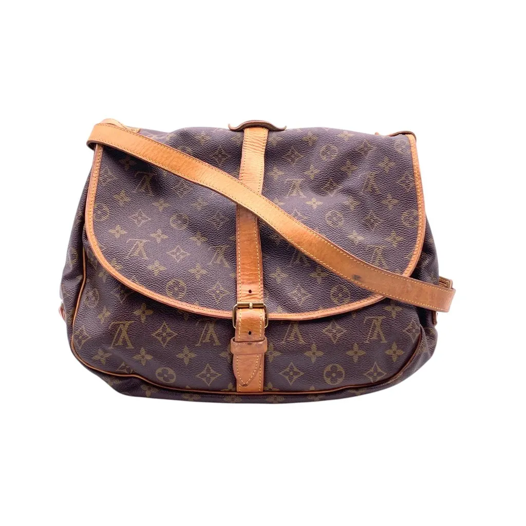 Louis Vuitton Crossbody Bag Vintage Saumur Red Canvas Good - Inside View