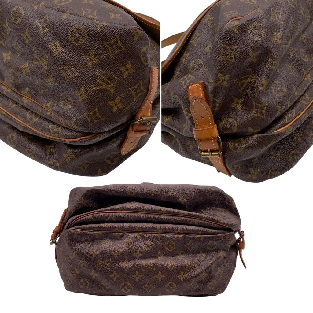 Louis Vuitton Crossbody Bag Vintage Saumur Red Canvas Good - Model View