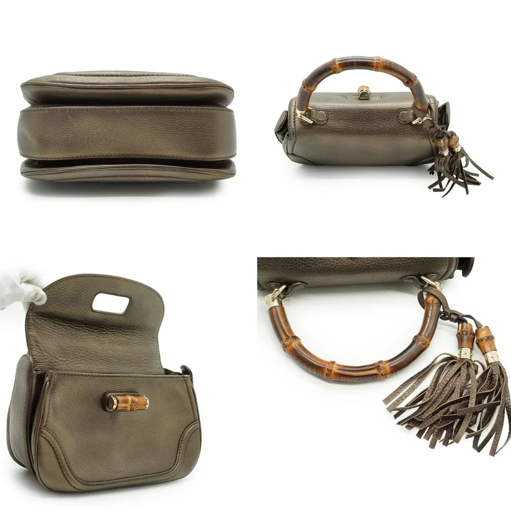 Gucci Handbag New Bamboo Gold Leather Good - Box View