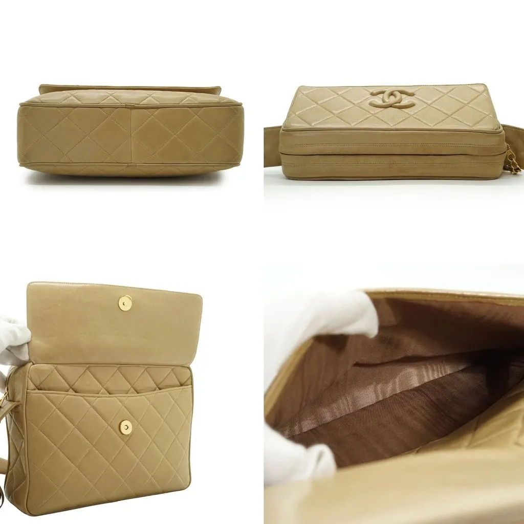 Chanel Shoulder Bag Vintage Camera Beige Leather Good - Box View
