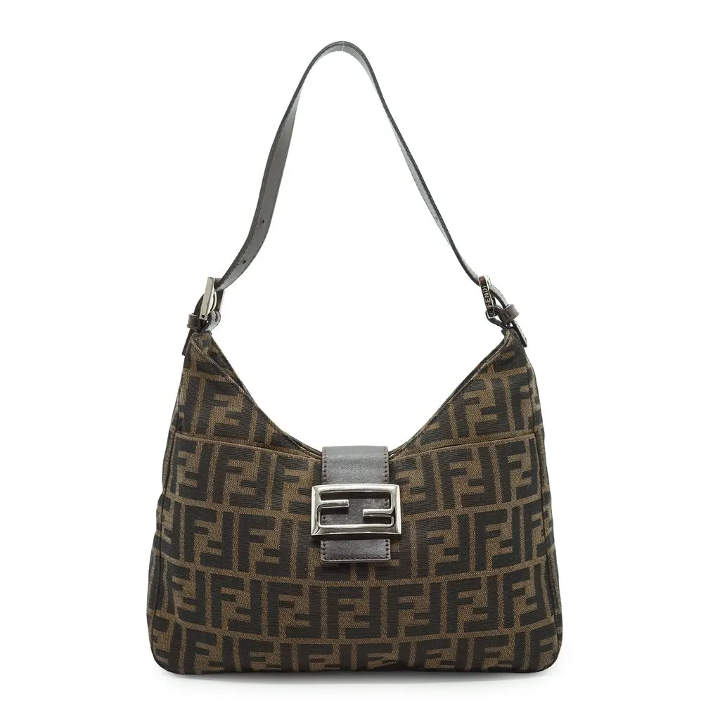 Fendi Hobos Zucca Brown Canvas Good - Front View