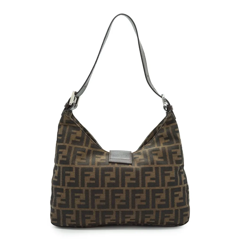 Fendi Hobos Zucca Brown Canvas Good - Back View