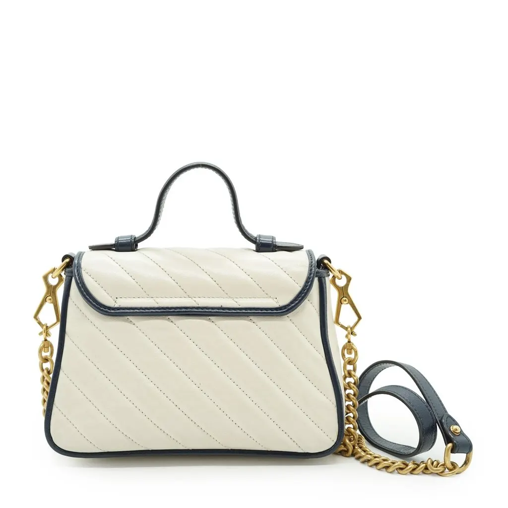 Gucci Handbag GG Marmont White Leather Good - Back View