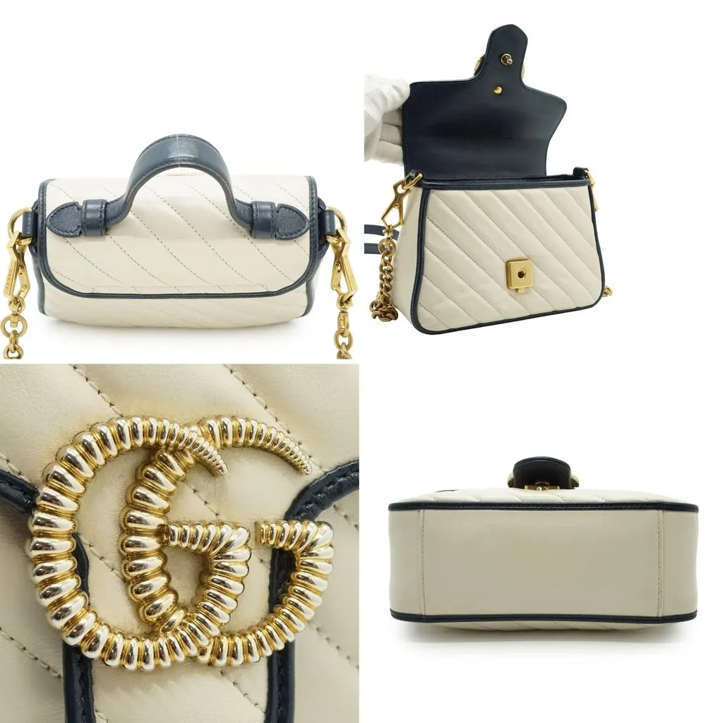 Gucci Handbag GG Marmont White Leather Good - Model View
