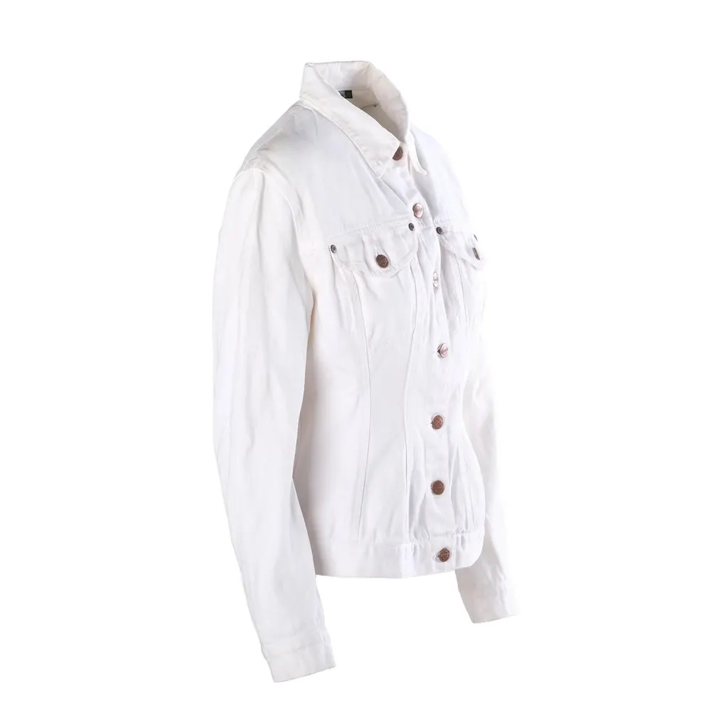 Jean Paul Gaultier Junior Vintage White Denim Hourglass Jacket - '90s White Denim Good - Back View