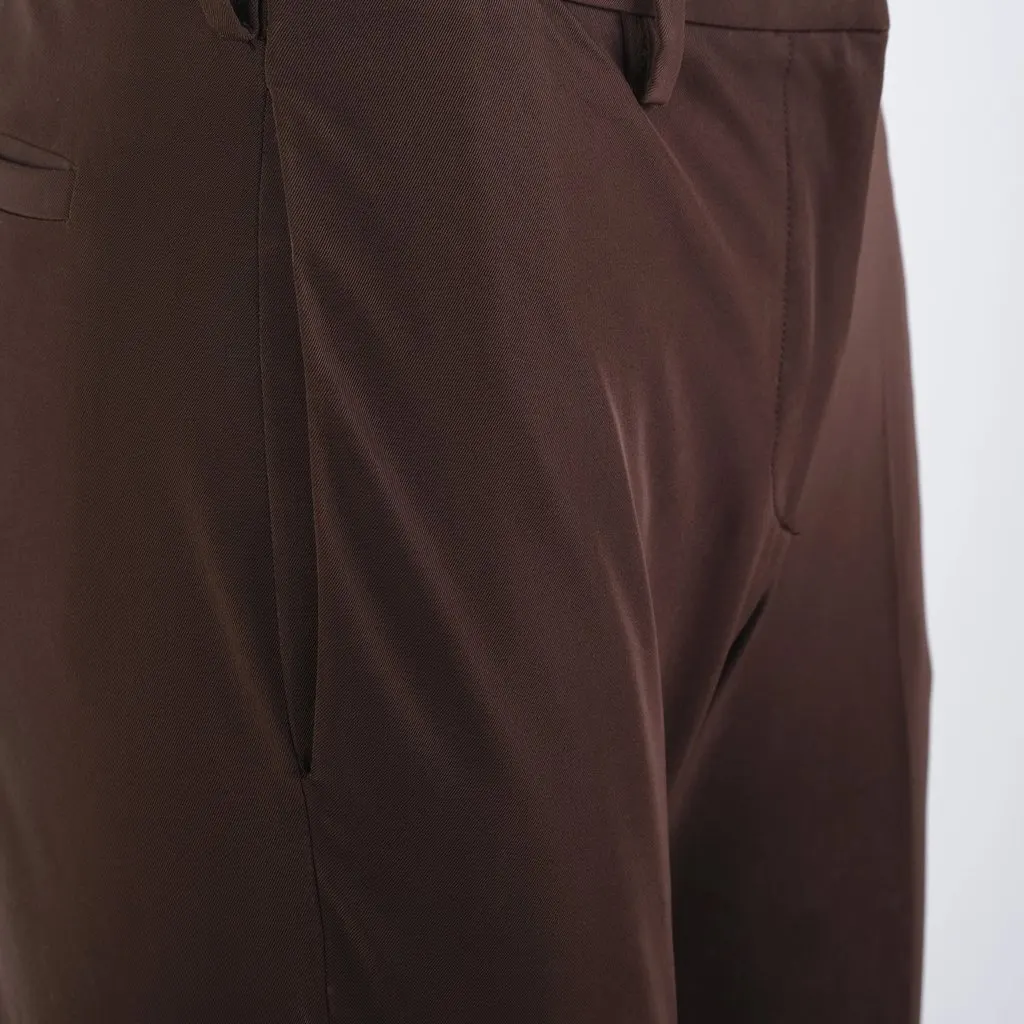 Prada Brown Stretch Flared Trousers - '00s Brown Good - Model View