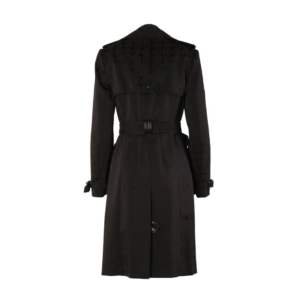Unsigned Karen Millen Brown Monogram Jacquard Belted Trench Coat - '00s Brown Canvas Good - Model View