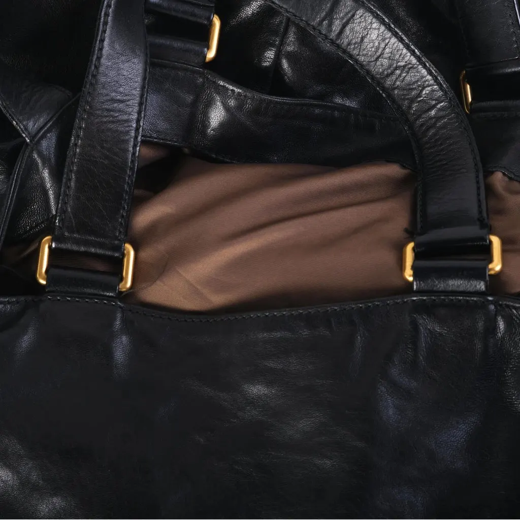 Saint Laurent Yves Saint Laurent Rive Gauche Black Leather Oversized Tote Bag - '00s Black Leather Good - Box View