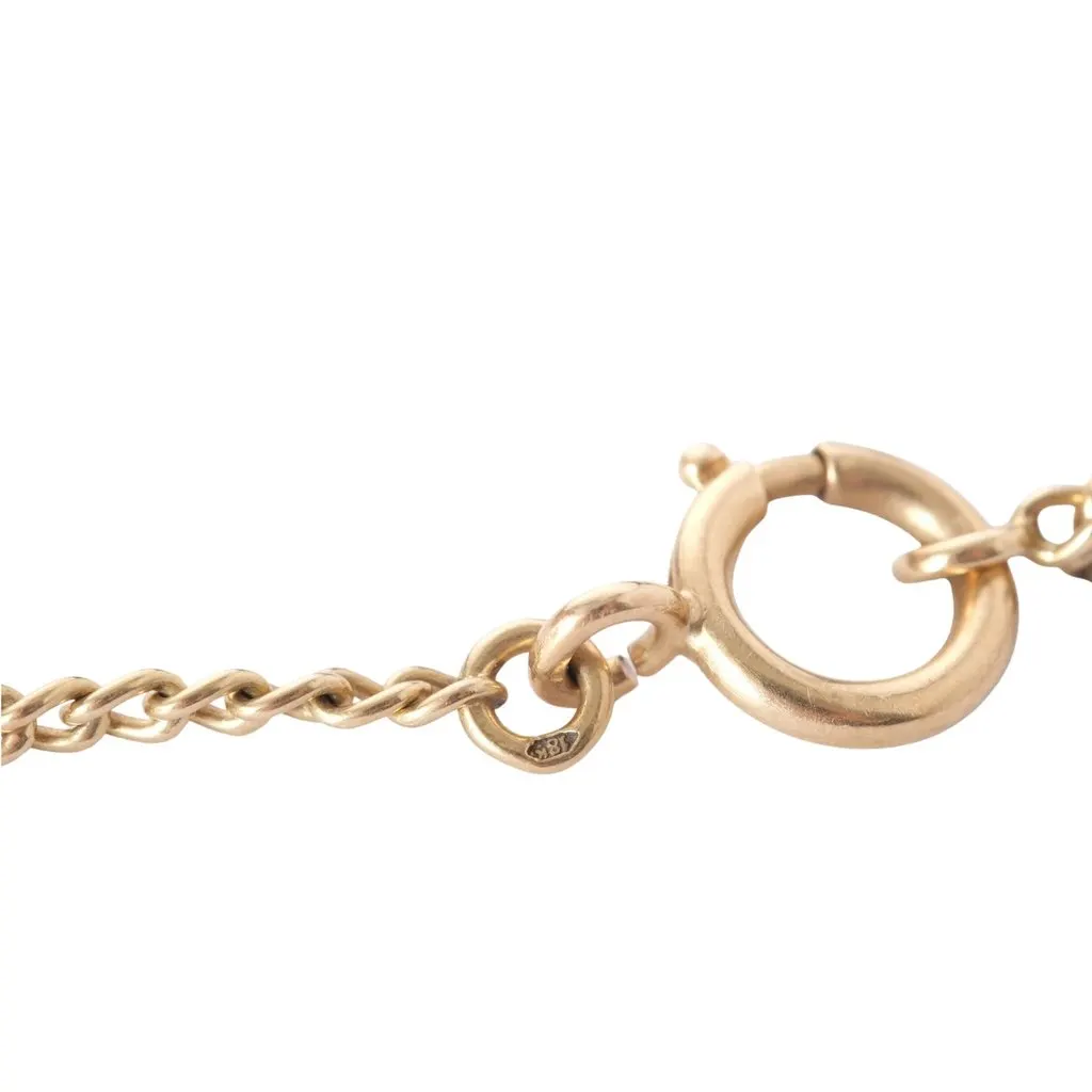 Unsigned Vintage 14K Yellow Gold Openwork Long Chain Necklace - '70s Yellow Lace Good - Model View