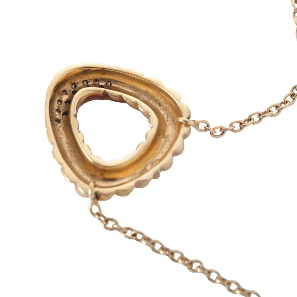 Unsigned 18K Yellow Gold White Diamond Pendant Necklace - '80s White Lace Good - Inside View